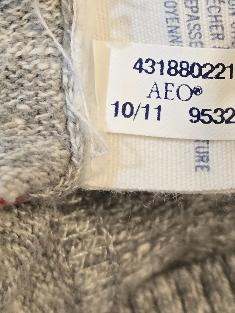 American Eagle Outfitters Gray V-Neck Sweater with Red & Navy Stripes